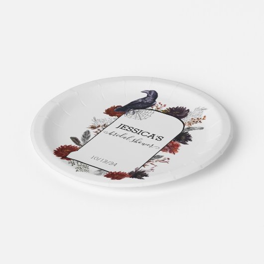 Elegante Halloween Bloem Boho Bruidsfeest Papieren Bordje (Gekanteld)