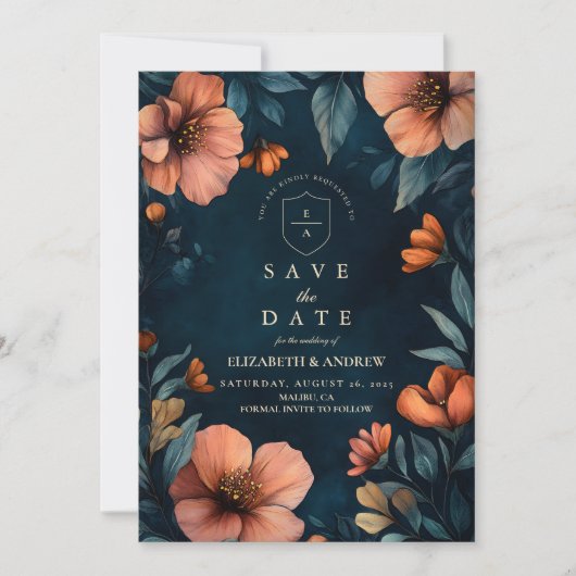 Elegante Halloween bruiloft Save The Date (Voorkant)