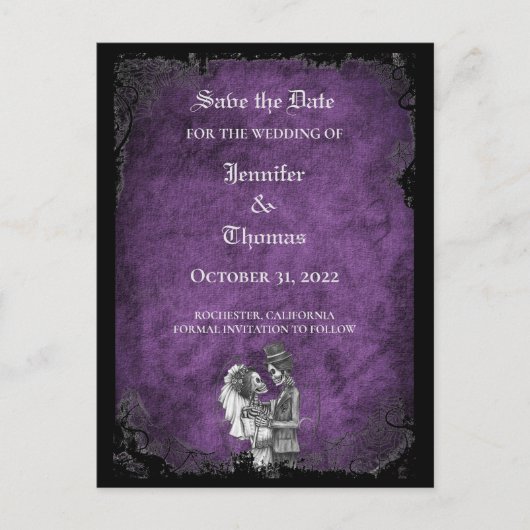 Elegante halloween bruiloft save the date ansichtk aankondigingskaart (Voorkant)
