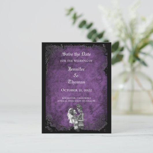 Elegante halloween bruiloft save the date ansichtk aankondigingskaart (Staand voorkant)