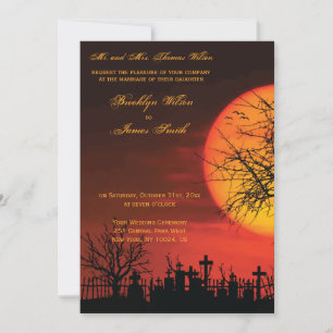 Elegante Halloween bruiloft uitnodigingen avond