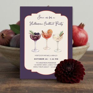 Elegante Halloween Cocktailparty Avond Soiree Kaart