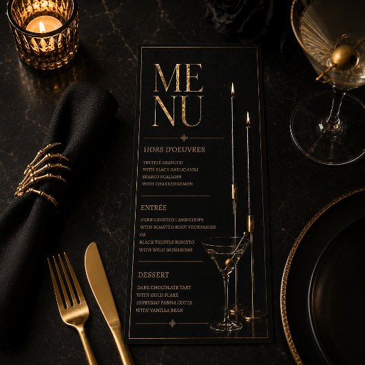 Elegante Halloween Cocktailparty Menu Card