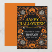 Elegante Halloween-feest uitnodiging met pompoen e (Voorkant / Achterkant)