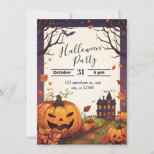Elegante Halloween-feestuitnodiging Aanpasbaar Kaart
