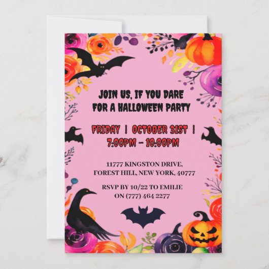 Elegante Halloween-feestuitnodiging Kaart (Voorkant)