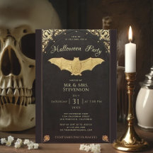 Elegante Halloween Gouden Vleermuis Zwarte Vintage