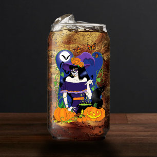 Elegante Halloween Heksen Suiker Schedel Paars Blikvorm Glas