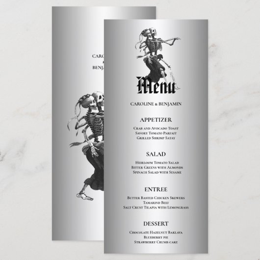 Elegante Halloween-huwelijksmenu Menu (Voorkant / Achterkant)