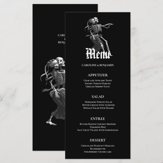 Elegante Halloween-huwelijksmenu Menu (Voorkant / Achterkant)
