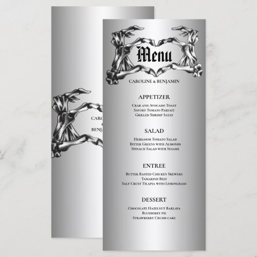 Elegante Halloween Huwelijksmenu Menu (Voorkant / Achterkant)