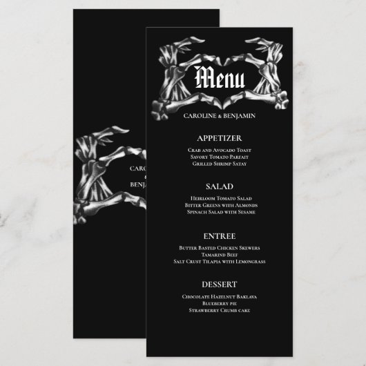 Elegante Halloween Huwelijksmenu Menu (Voorkant / Achterkant)