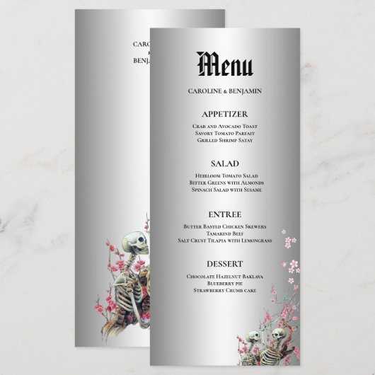 Elegante Halloween Huwelijksmenu Menu (Voorkant / Achterkant)