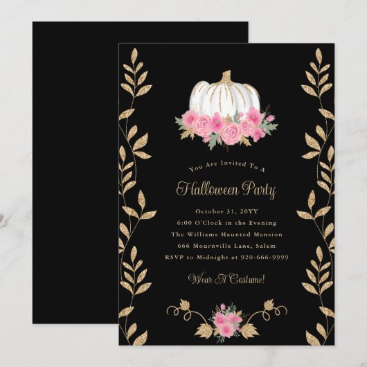 Elegante Halloween Party Uitnodiging voor volwasse (Voorkant / Achterkant)