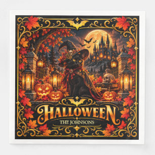 Elegante Halloween Pompoen Trick or Treat Papieren Servet