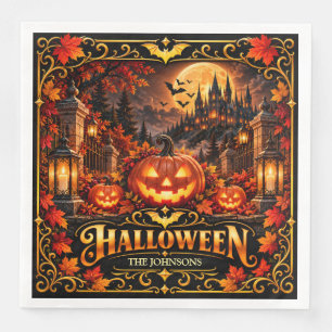 Elegante Halloween Pompoen Trick or Treat Papieren Servet