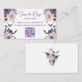 Elegante Halloween RSVP QR Code bruiloft paarse Informatiekaartje (Voorkant / Achterkant)