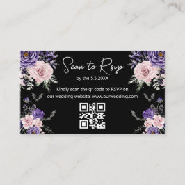Elegante Halloween RSVP QR Code Wedding Zwart Informatiekaartje
