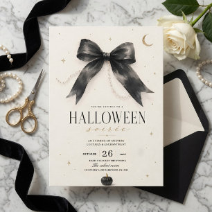 Elegante Halloween Soirée Luxe Zwart Feestdagenkaart