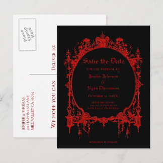 Elegante halloween trouwkaart 'save the date' aankondigingskaart