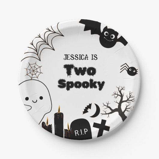 Elegante Halloween twee spookachtige tweede verjaa Papieren Bordje (Voorkant)