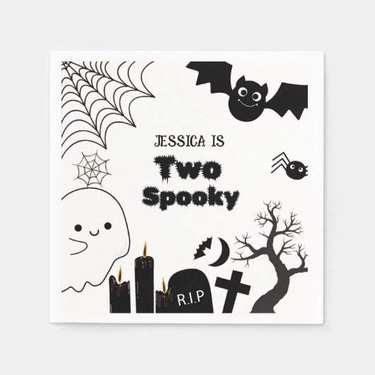 Elegante Halloween twee spookachtige tweede verjaa Servet (Voorkant)