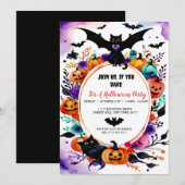 Elegante Halloween Waterverf Uitnodiging (Voorkant / Achterkant)