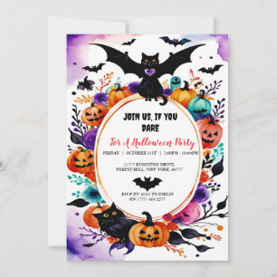Elegante Halloween Waterverf Uitnodiging