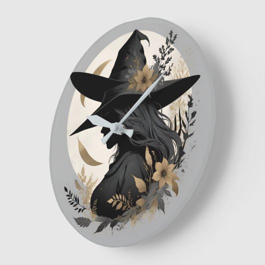 Elegante Halloween Witch 3 grote wandklok (Hoek)