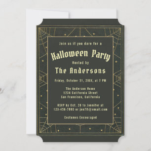 Elegante Halloween Zwart Goud Oude Spinnenwebben S Kaart