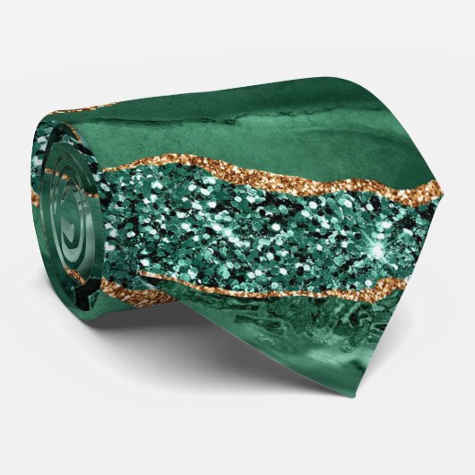 Elegante halsband Agate Groen Goud Glitter Marmer Stropdas (Opgerold)