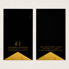 Elegante halsketting met zwarte goudkleurige folie visitekaartje