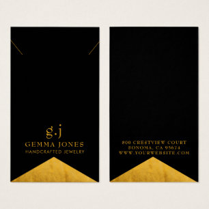 Elegante halsketting met zwarte goudkleurige folie visitekaartje