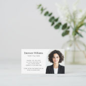 Elegante halve boog foto en aangepaste logo wit visitekaartje (Staand voorkant)