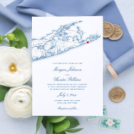 Elegante Hamptons Montauk Bruiloft Kaart