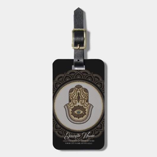 Elegante hamsa hand bagagelabel (Voorkant verticaal)