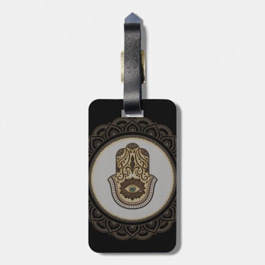 Elegante hamsa hand bagagelabel (Achterkant verticaal)