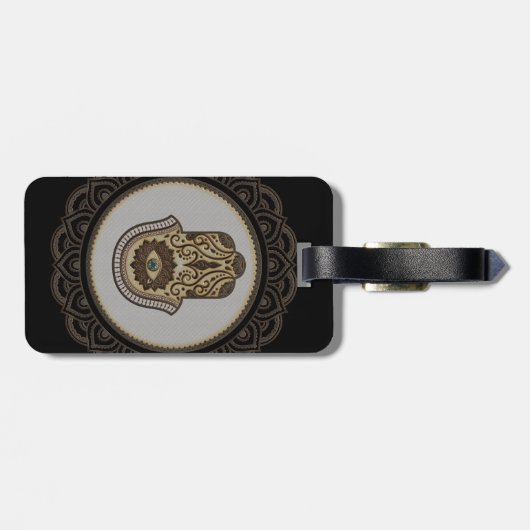 Elegante hamsa hand bagagelabel (Achterkant horizontaal)