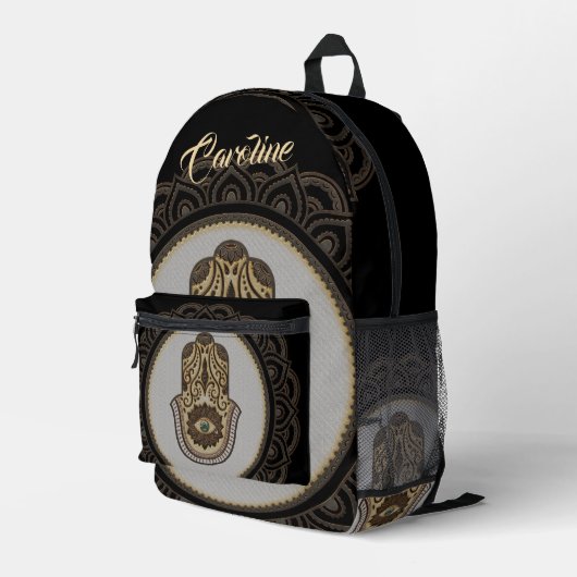 Elegante hamsa hand, bedrukte rugzak (Achterkant Hoek Rechts)
