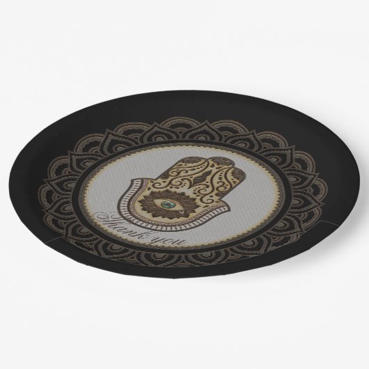 Elegante hamsa hand papieren bordje (Gekanteld)