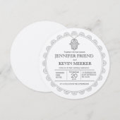 Elegante Hamsa ronde bruiloft uitnodiging (Voorkant / Achterkant)