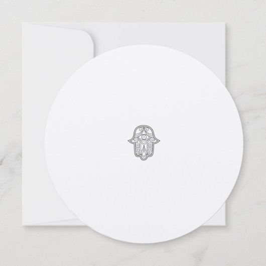 Elegante Hamsa ronde bruiloft uitnodiging (Achterkant)