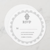 Elegante Hamsa ronde trouw RSVP kaart (Voorkant / Achterkant)