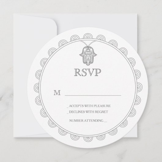 Elegante Hamsa ronde trouw RSVP kaart (Voorkant)