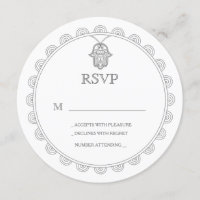 Elegante Hamsa ronde trouw RSVP kaart