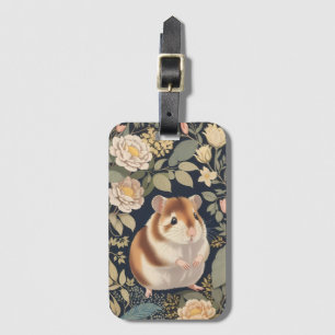 Elegante hamster William Morris Geïnspireerd Bloem Bagagelabel