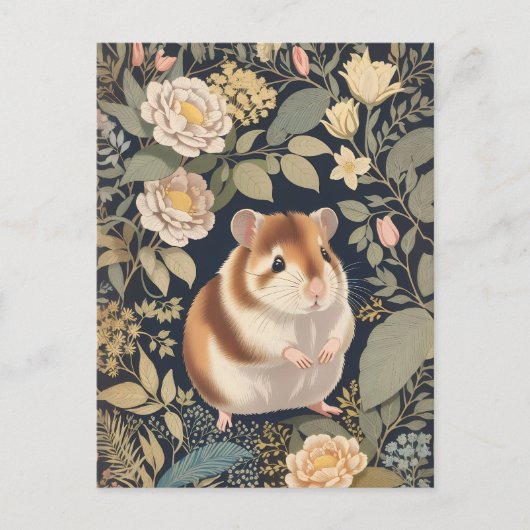 Elegante hamster William Morris Geïnspireerd Bloem Briefkaart (Voorkant)