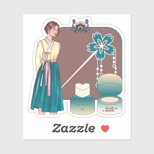 Elegante Hanbok & Bloemige Make-up Kunst Sticker (Vel)