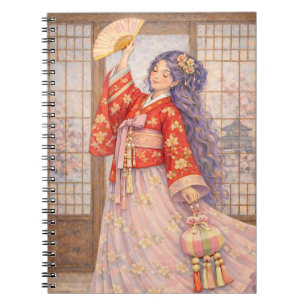 Elegante Hanbok met waaier Notitieboek