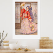 Elegante Hanbok met waaier Poster (Keuken)